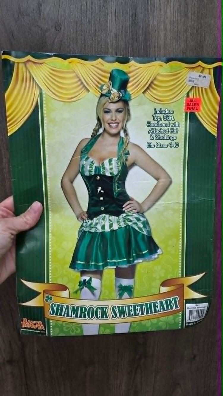 Sexy Shamrock Sweetheart Costume Women Size 4-10 Green St Patricks Day Halloween